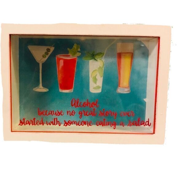 Motivational Sign Alcohol Shelf Sitter Cocktails Home Decor Primitives by Kathy - Picture 1 of 8